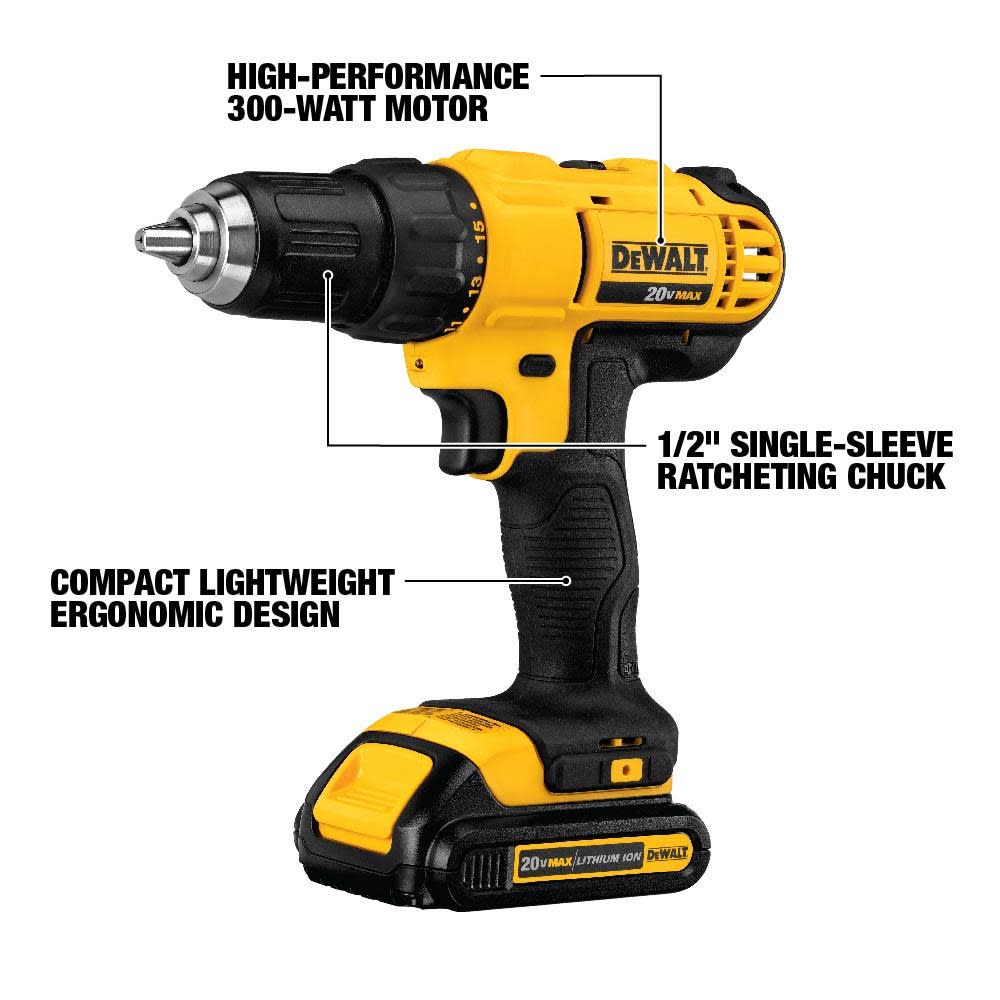 DEWALT 20 V MAX Li-ion Compact Drill/Driver Kit - Ascmtools
