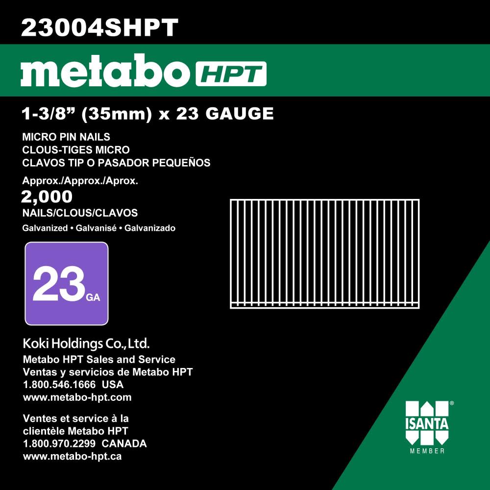Metabo HPT 1-3/8 Inch 23 Gauge Galvanized Headless Pins | 23004SHPT - Ascmtools