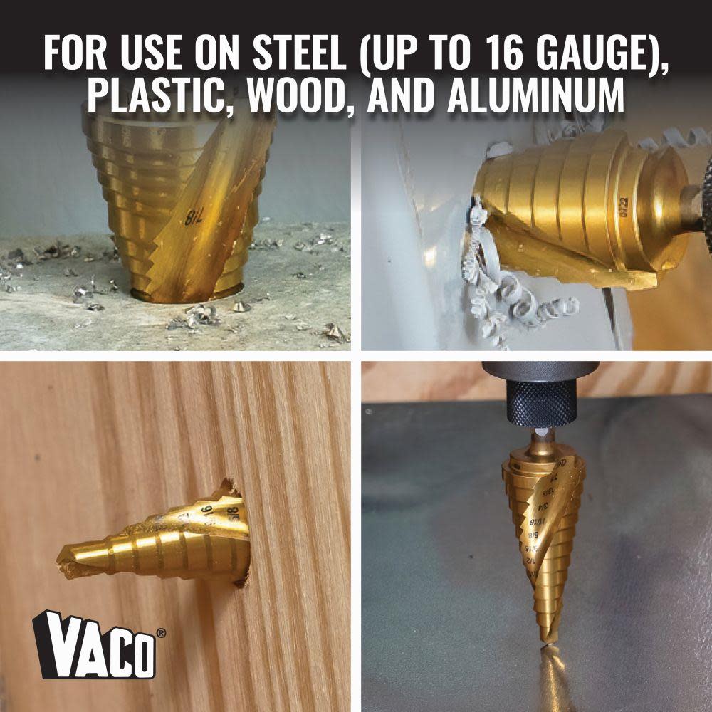 Klein Tools 3/16″ to 7/8″ Step Drill Bit VACO - Ascmtools