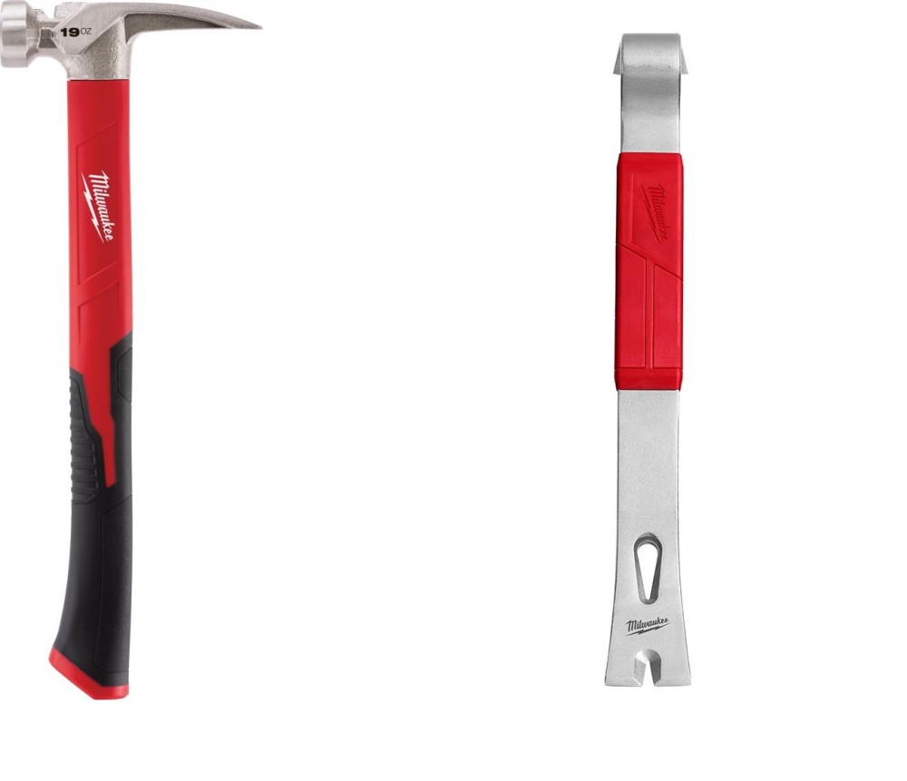 Milwaukee 15″ Pry Bar & 19oz Smooth Face Hammer Bundle - Ascmtools