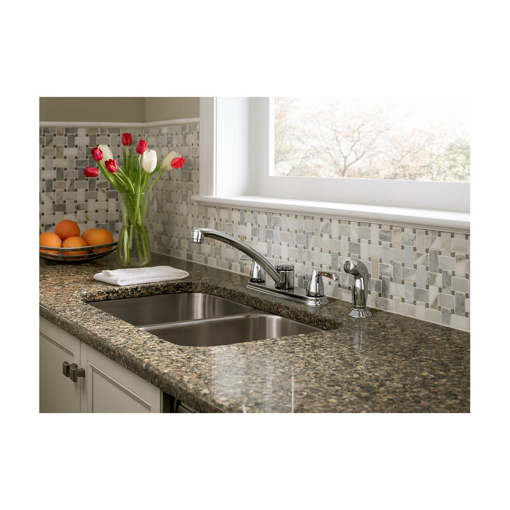 Moen Adler Low Arc Kitchen Faucet with Optional Handles Chrome - Ascmtools