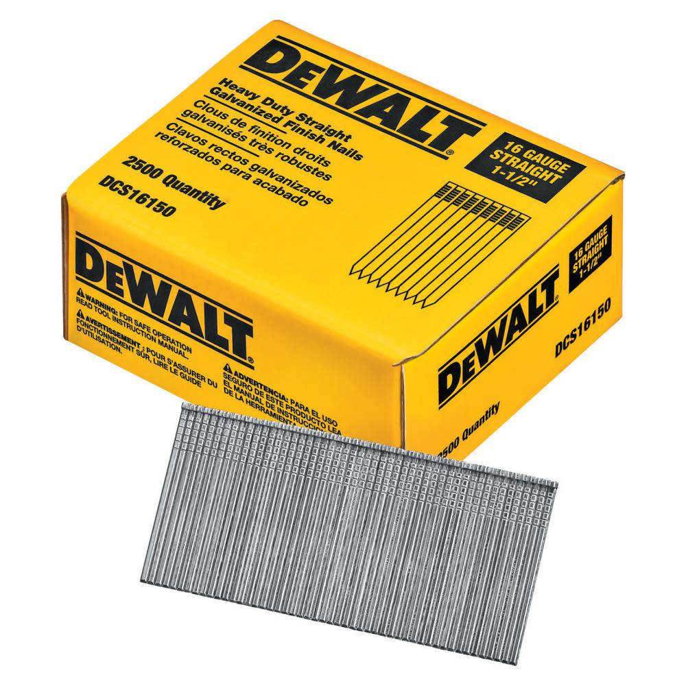 DEWALT 1-1/2 Straight 16 Gauge Finishing Nails 2.5 m - Ascmtools