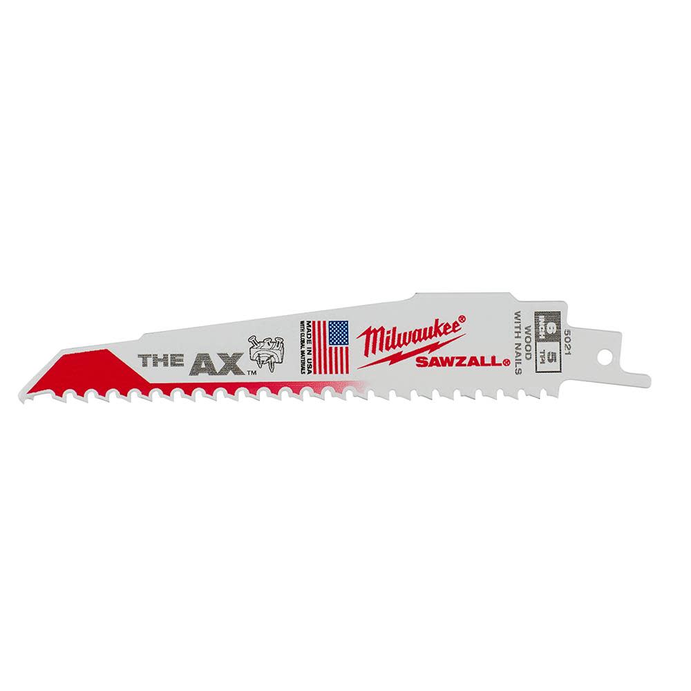 Milwaukee 6 in. 5 TPI The Ax SAWZALL Blade 25PK - Ascmtools