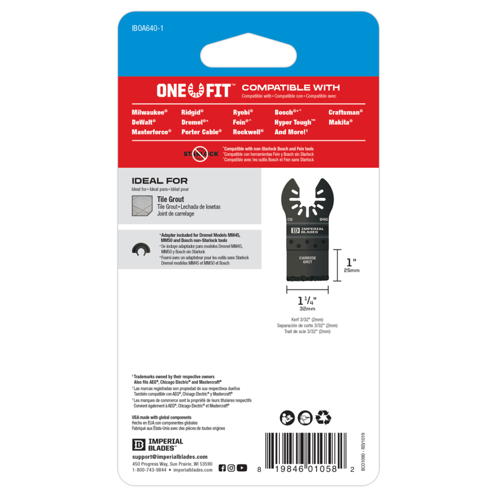 Imperial Blades IBOA640-1 One Fit 1-1/4″ Carbide Grit Plunge Cut Blade 1PC - Ascmtools