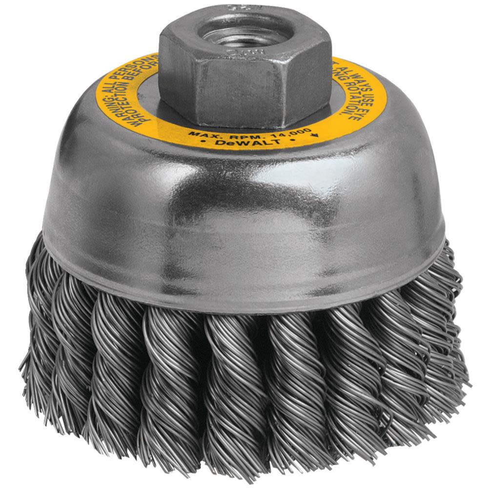 DEWALT 3-in Knotted Cup Wire Brush with 10 mm x 1.25-in Arbor - Ascmtools
