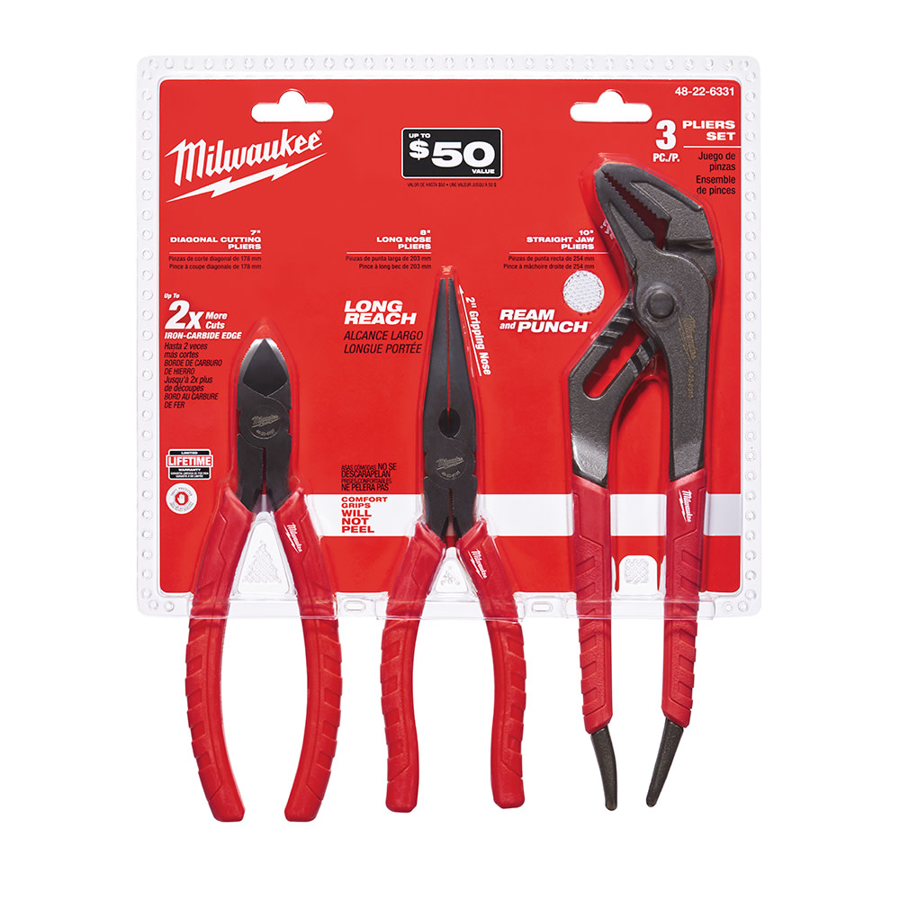 Milwaukee Pliers Set 3pc and Screwdriver 6pc Set Bundle - Ascmtools