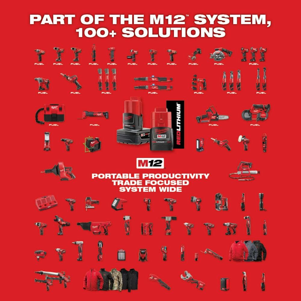 Milwaukee M12 FUEL 3/8″ Extended Reach High Speed Ratchet Kit - Ascmtools