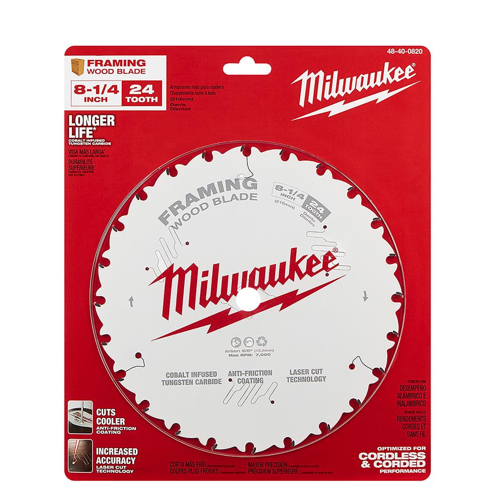 Milwaukee 8-1/4 in. 24T Framing Circular Saw Blade - Ascmtools