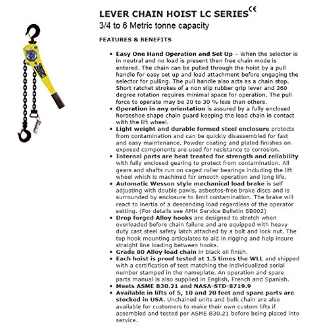 All Material Handling 1.5 Ton 20′ Lever Hoist with Black Chain - Ascmtools