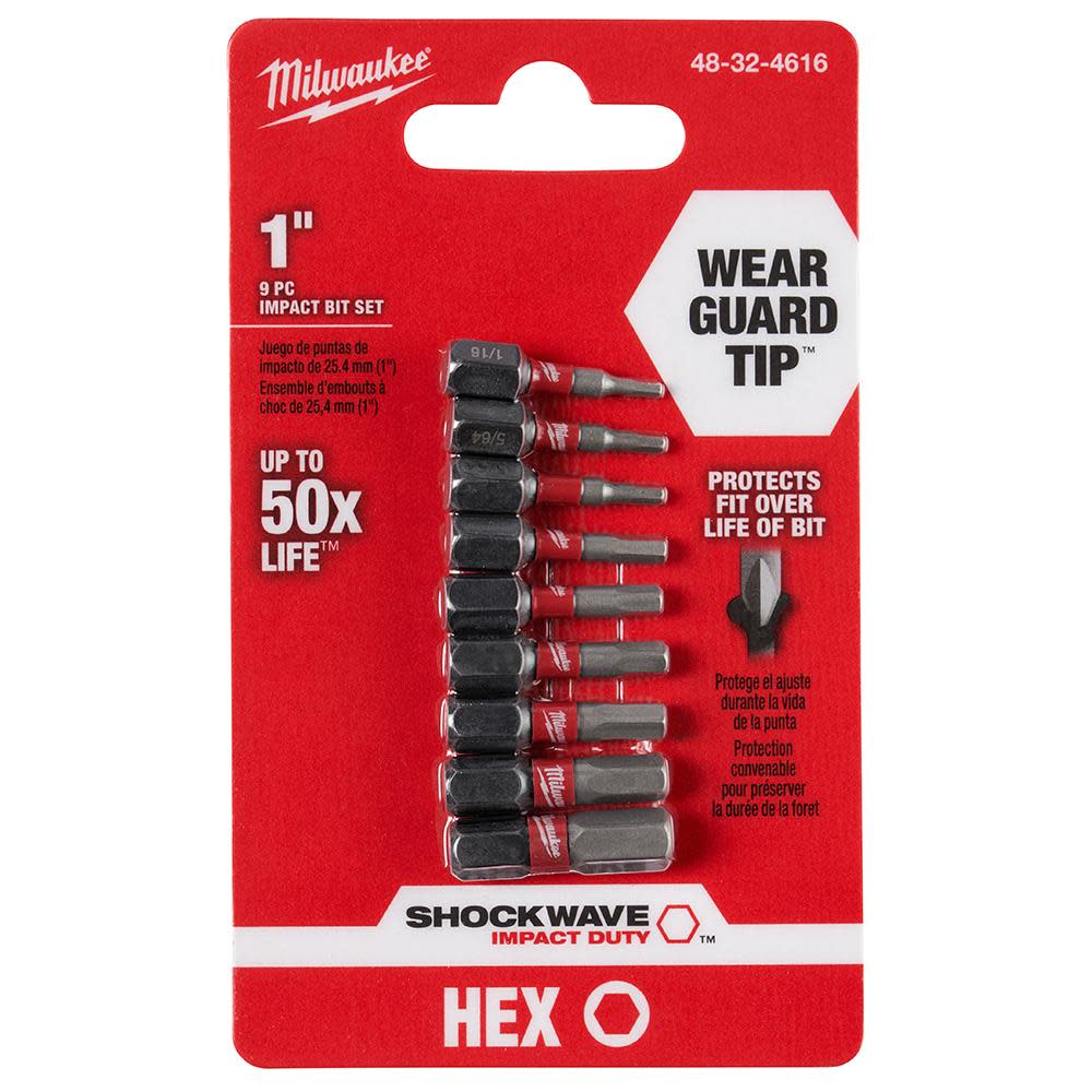Milwaukee SHOCKWAVE 9-Piece Impact Hex Insert Bit Set - Ascmtools