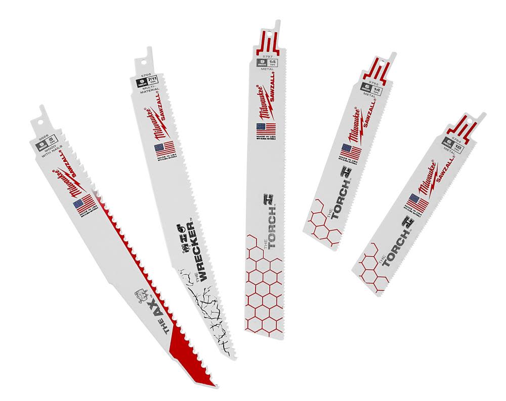 Milwaukee 5-Piece Demolition SAWZALL Blade Set - Ascmtools