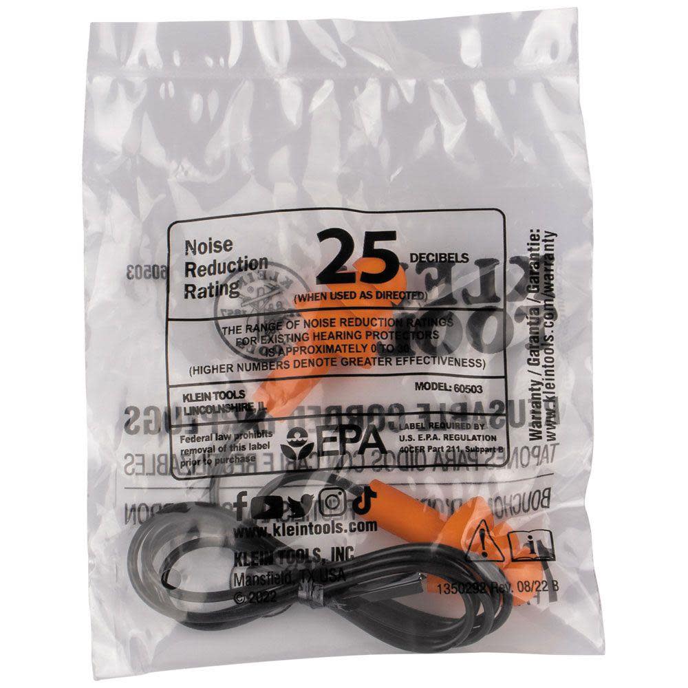 Klein Tools Corded Earplugs 50 Pairs - Ascmtools