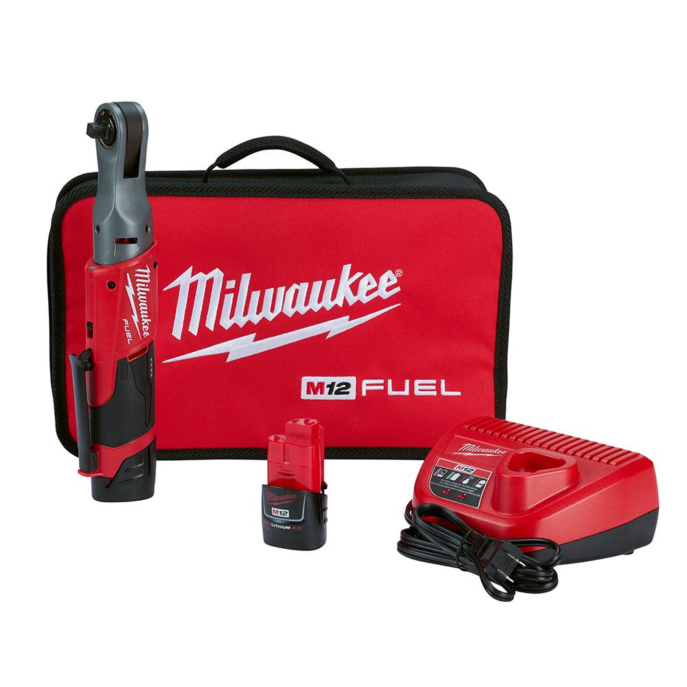 Milwaukee M12 FUEL  Ratchet 2 Battery Kit - Ascmtools