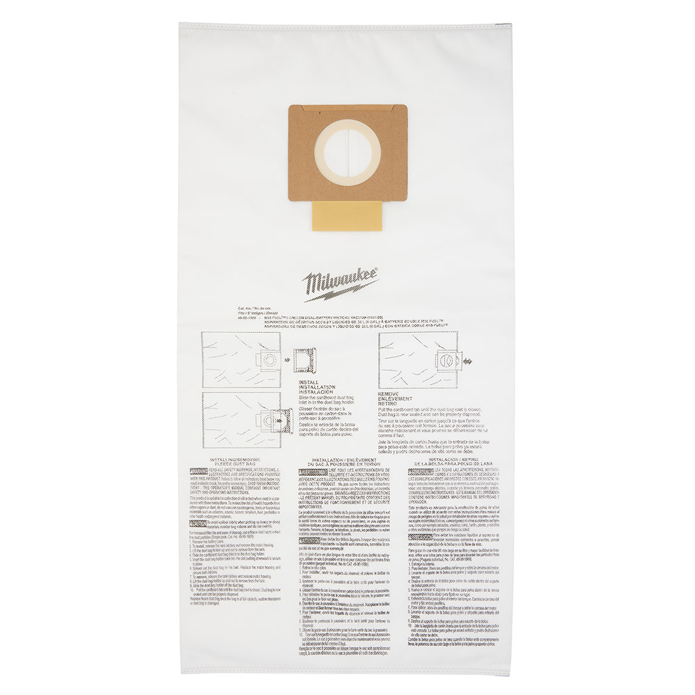 Milwaukee Fleece Dust Bags 9 Gallon 5pk - Ascmtools