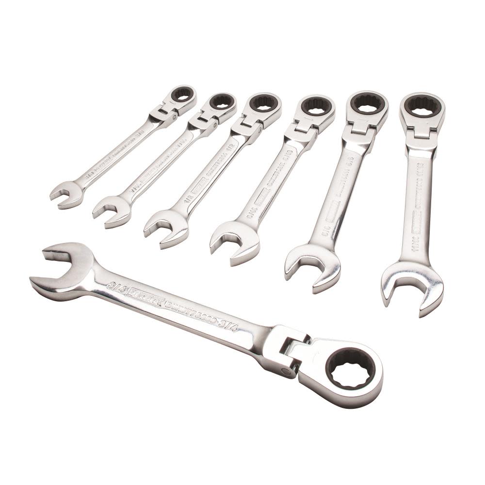 DEWALT 7 Piece Ratcheting Flex Head Combination Wrench Set - Ascmtools