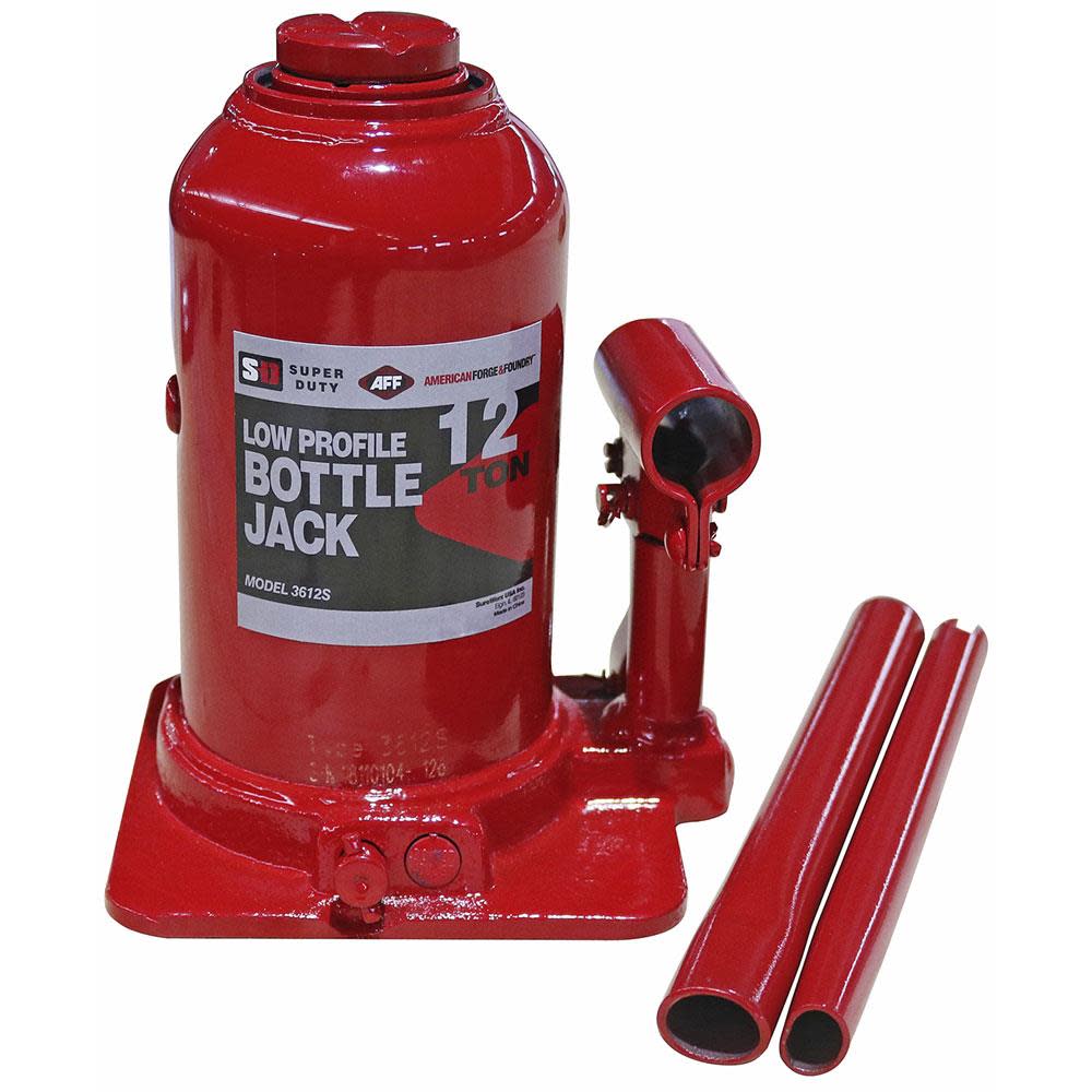 American Forge Super Duty 12 Ton Low Profile Hydraulic Bottle Jack Manual Welded Cylinder - Ascmtools