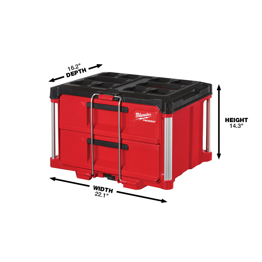 Milwaukee PACKOUT XL Tool Box 2 Drawer Tool Box Dolly Bundle - Ascmtools