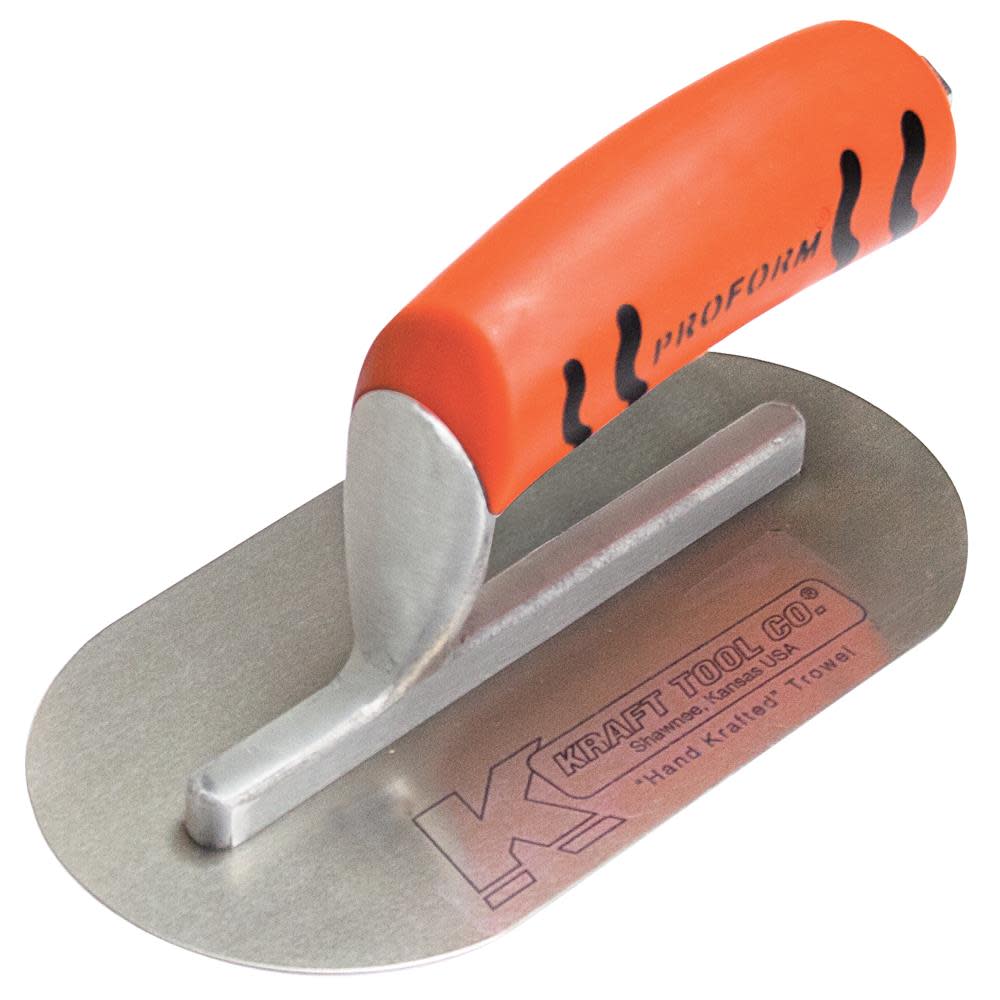 Kraft Tool Co 7-1/2 In. x 4 In. Carbon Steel Mini Pool Trowel with ProForm Handle - Ascmtools