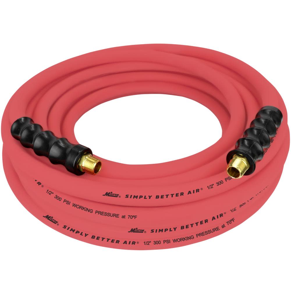Milton ULR 1/2″ ID x 50′ (3/8″ MNPT) Ultra Lightweight Rubber Air Hose for Extreme Environments - Ascmtools