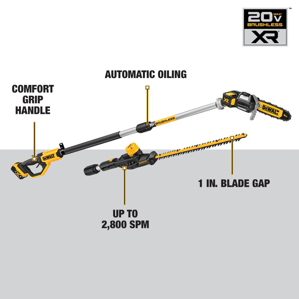 DEWALT 20V MAX* Lithium-Ion Cordless Pole Saw and Pole Hedge Trimmer Combo Kit - Ascmtools