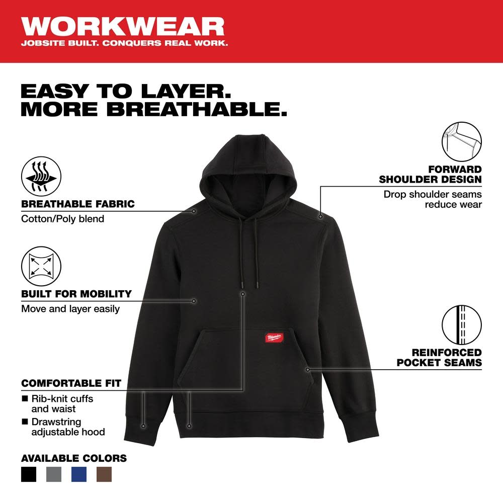 Milwaukee Midweight Pullover Hoodie Black 2X - Ascmtools