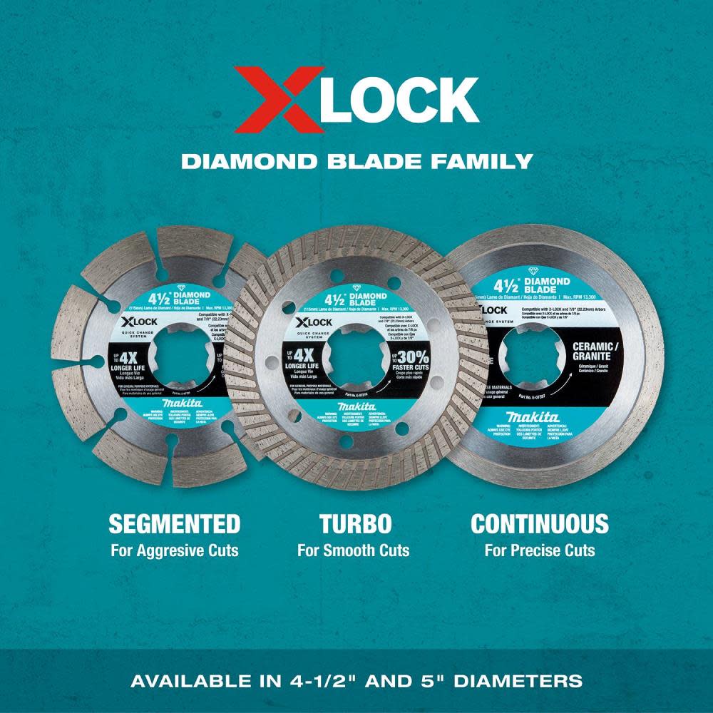 Makita X-LOCK 4-1/2″ Turbo Rim Diamond Blade for Masonry Cutting 2/pk - Ascmtools