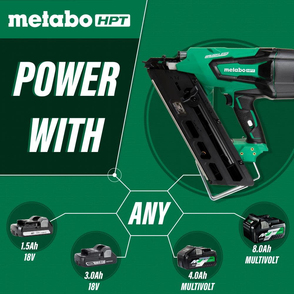 Metabo HPT 18V Cordless Paper Strip Framing Nailer (Tool Body Only) - Ascmtools