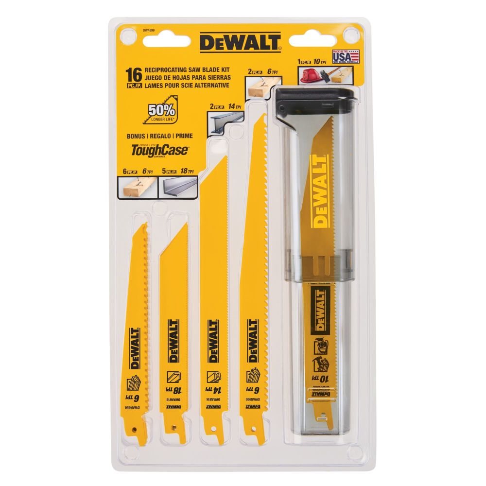 DEWALT Bi-Metal Reciprocating Saw Blade Set with Case 16pc - Ascmtools
