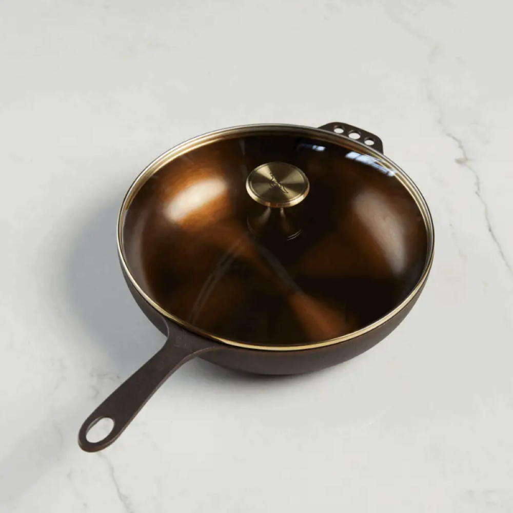 Smithey Ironware No. 11 Deep Skillet with Glass Lid - Ascmtools