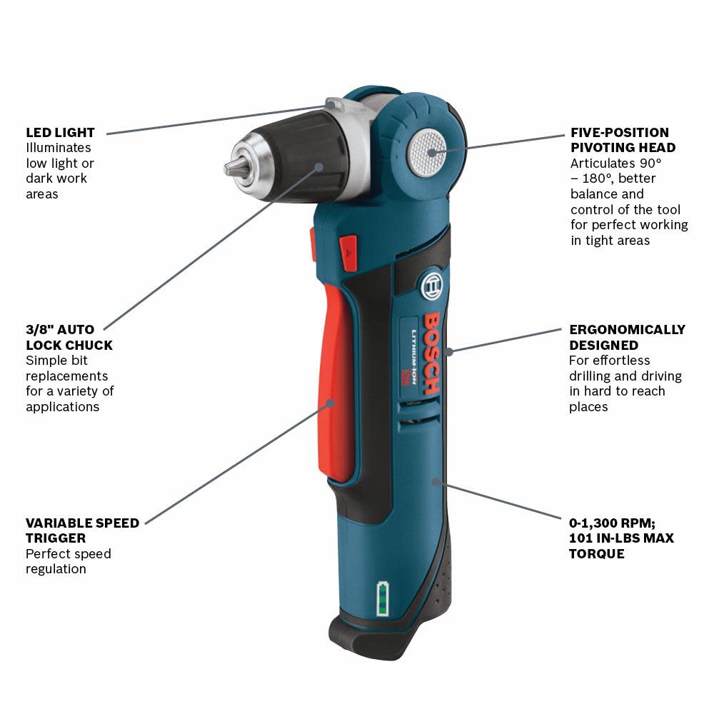 Bosch 12V Max 3/8″ Angle Drill Bare Tool - Ascmtools