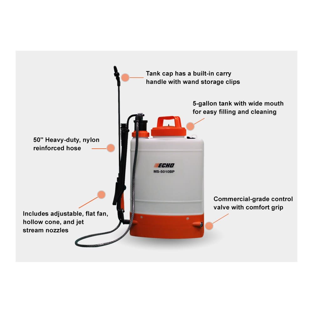 Echo 5 Gallon 90 PSI Backpack Manual Sprayer - Ascmtools
