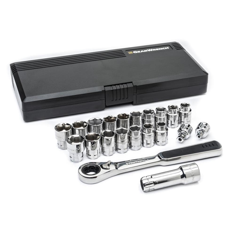 GEARWRENCH 21 Pc 3/8 In. Drive SAE/Metric Pass-Thru GearRatchet Mechanics Tool Set - Ascmtools