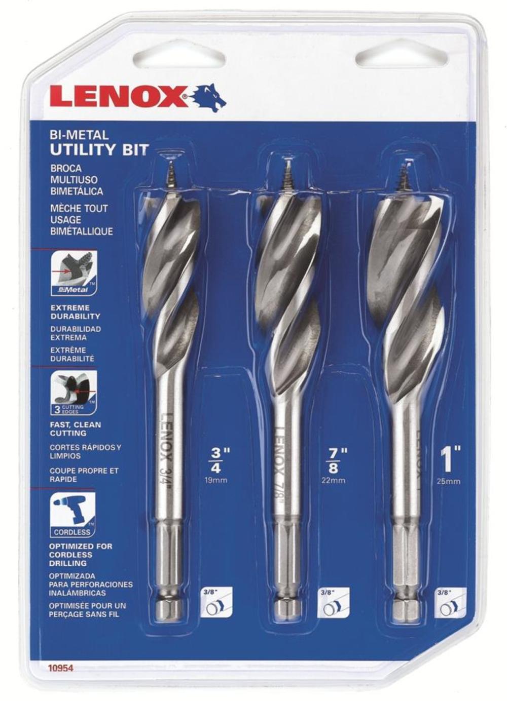 Lenox 3 Pc. Bi-Metal Utility Bit Kit - Ascmtools