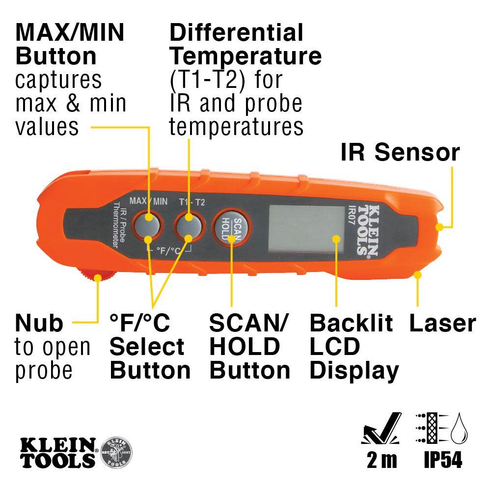 Klein Tools Dual IR/Probe Digital Thermometer - Ascmtools