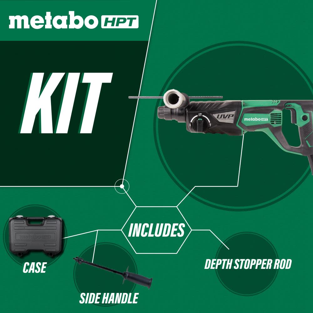 Metabo HPT 1-1/8 Inch 3-Mode D-Handle SDS Plus Rotary Hammer | DH28PFY - Ascmtools