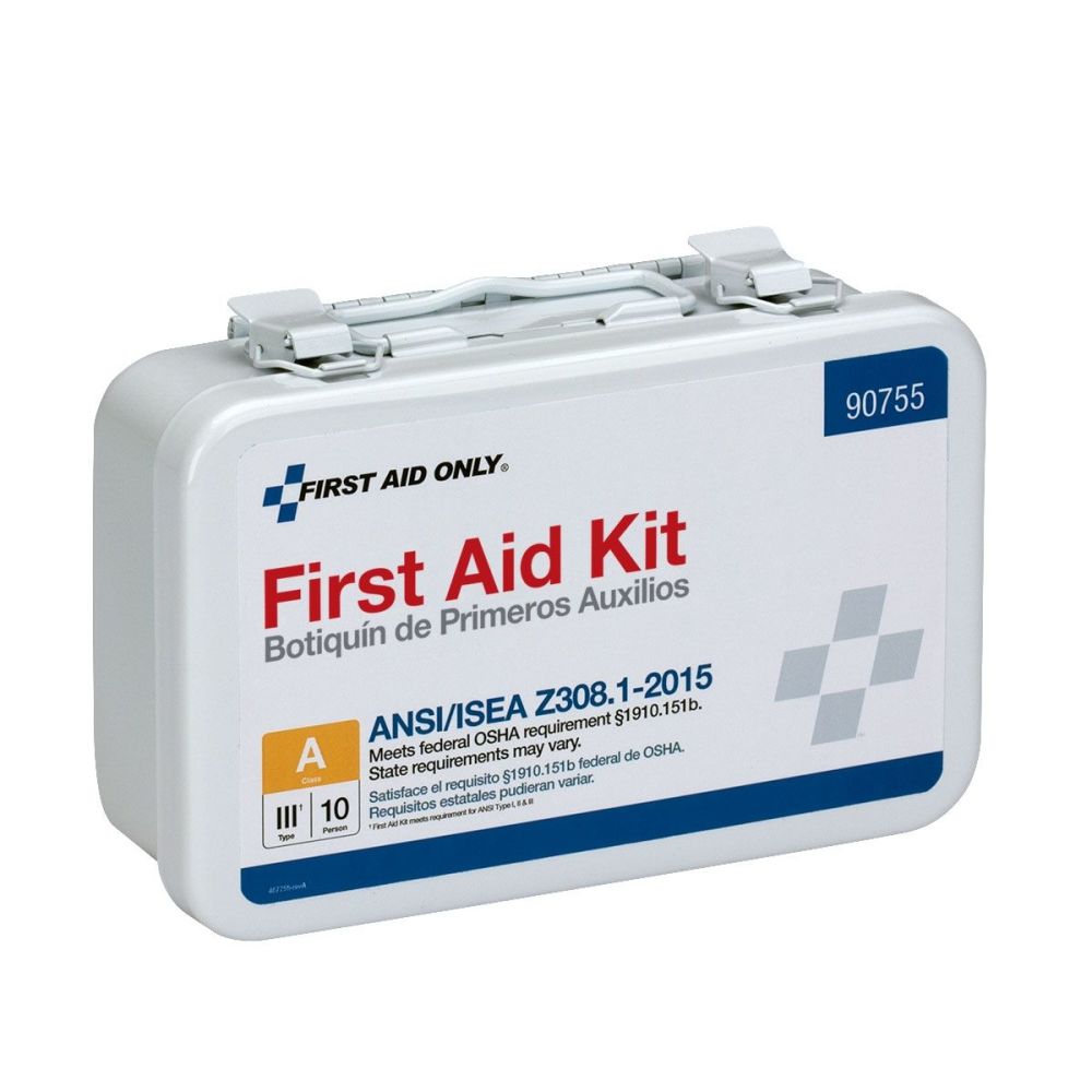 First Aid Only First Aid Kit 10 Person Bulk Metal Case ANSI A - Ascmtools