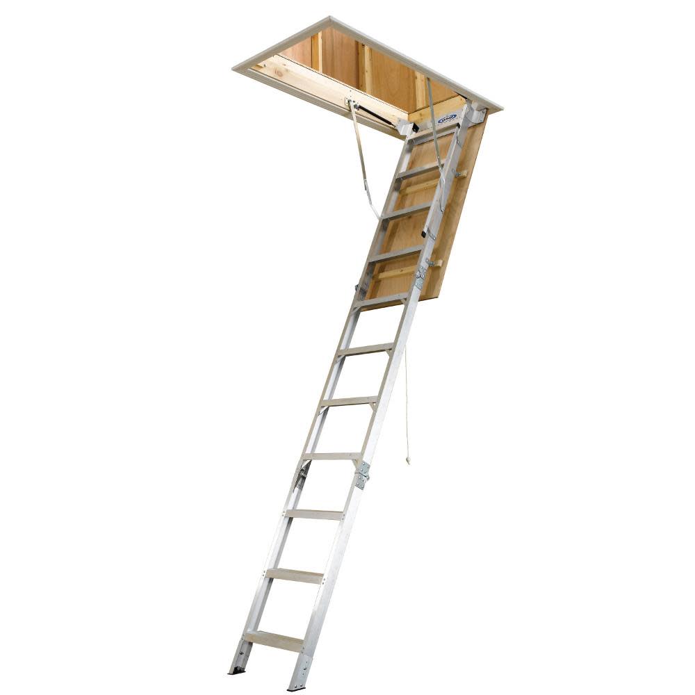 Werner 25 In. W x 54 In. L x 8 Ft. to 10 Ft. H Ceiling Aluminum Attic Ladder - Ascmtools