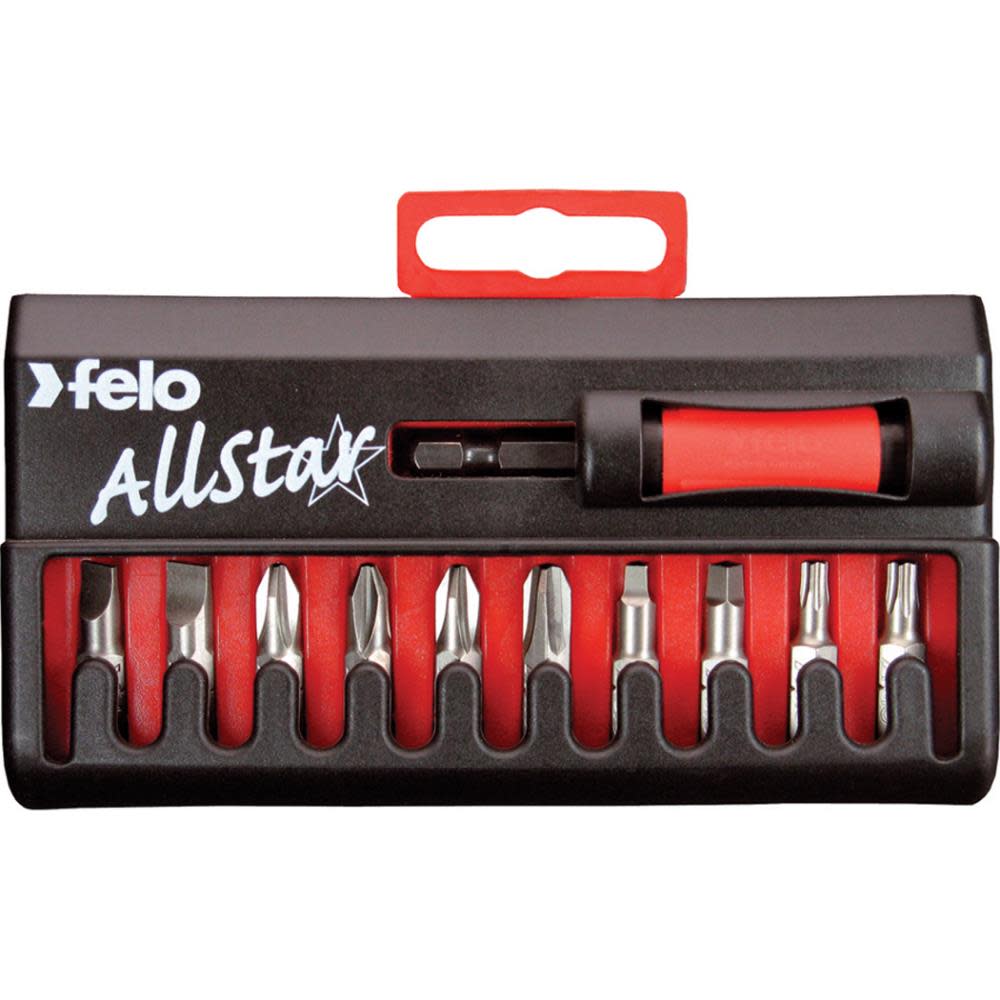 Felo 10Pc All Star Univ Bit Set with Self Adjusting Screw Holder - Ascmtools