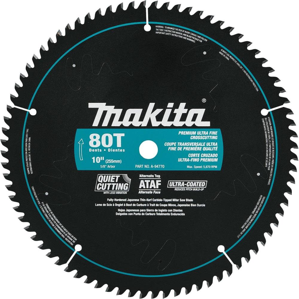 Makita 10 In. x 5/8 In. 80T Ultra-Coated Miter Saw Blade - Ascmtools