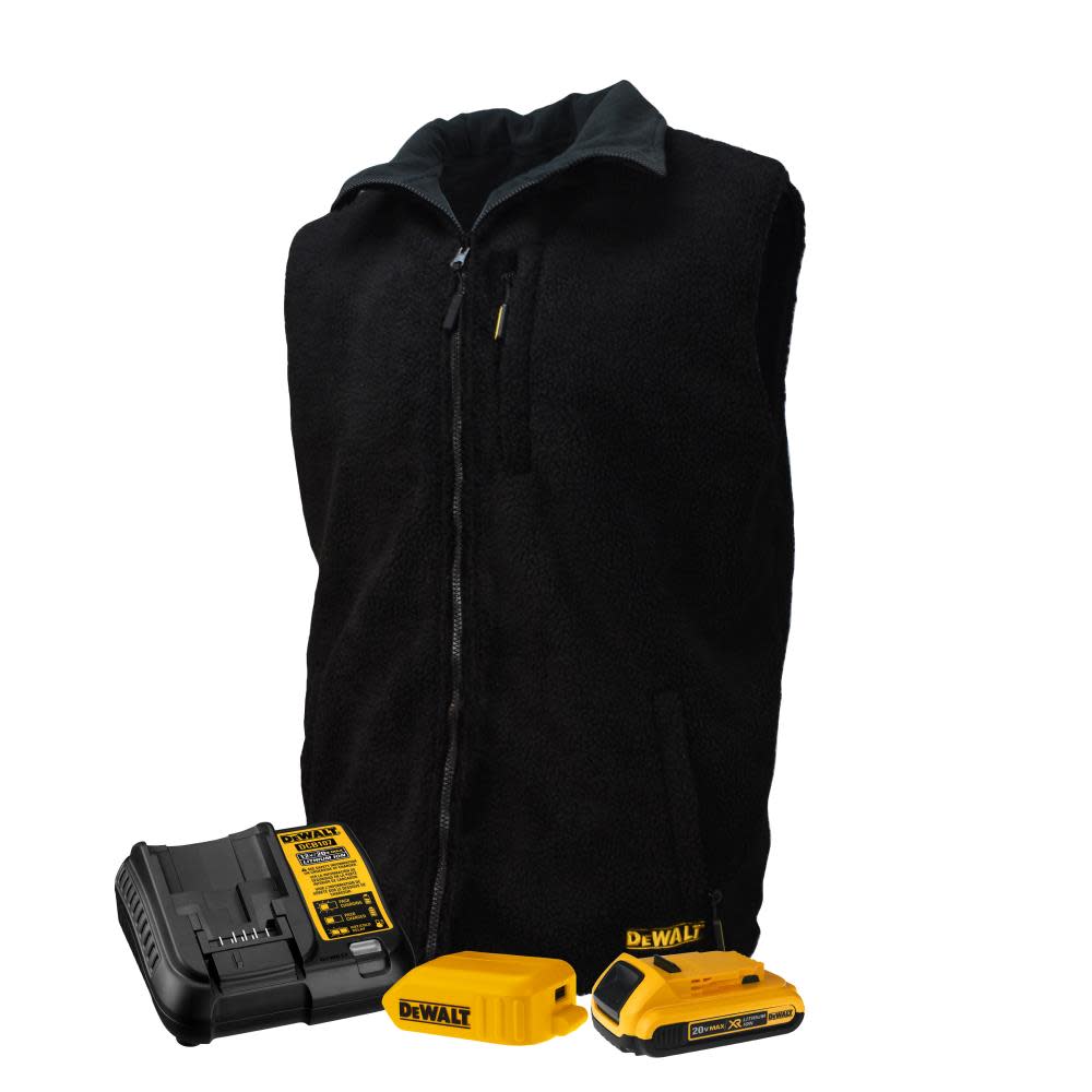 DEWALT Heated Kit Reversible Fleece Vest with Battery Black 2X - Ascmtools
