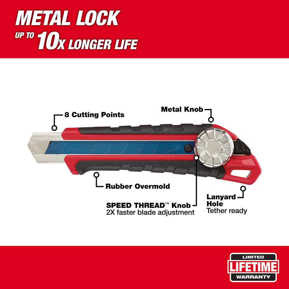 Milwaukee 18mm Snap-Off Knife Metal Lock - Ascmtools