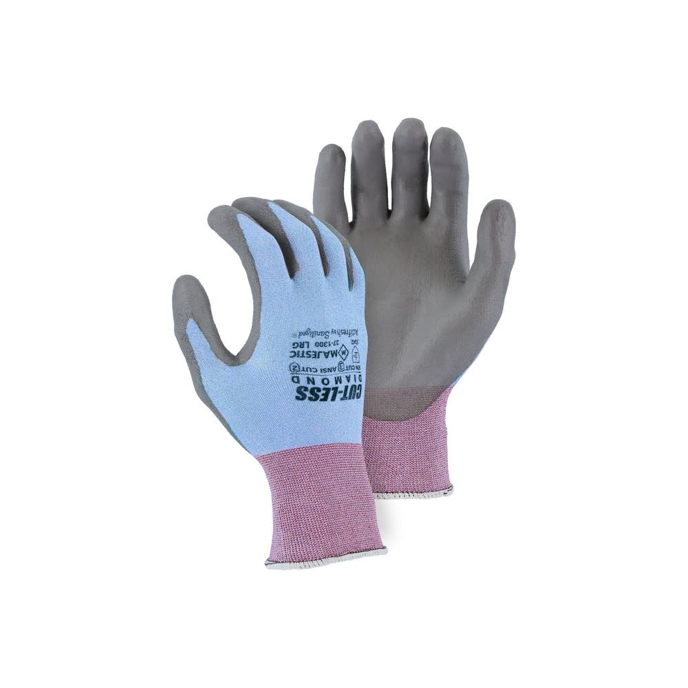 Majestic Glove Seamless Knit Glove Blue/Gray XL - Ascmtools