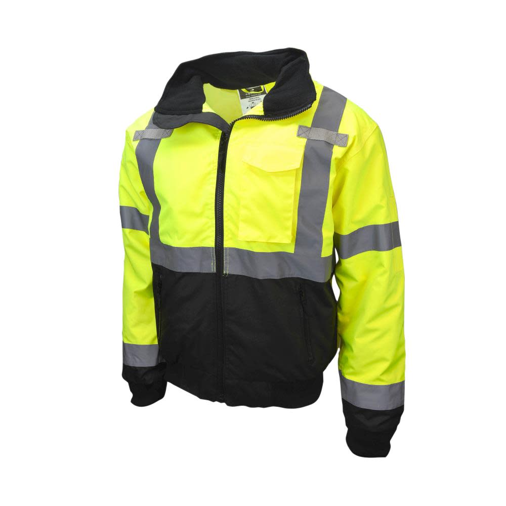 Radians Class 3 Two in One High Visibility Bomber Safety Jacket Green Black Bottom 3X - Ascmtools