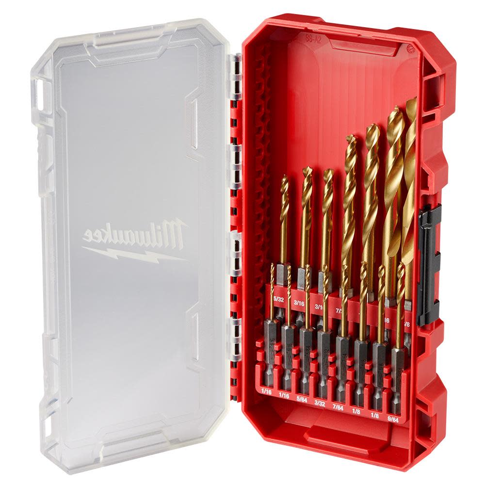 Milwaukee SHOCKWAVE Impact Duty RED HELIX Titanium Drill Bit Set 15pc - Ascmtools