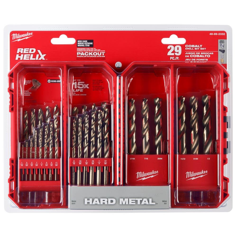 Milwaukee RED HELIX Cobalt Drill Bit Set  29PC - Ascmtools
