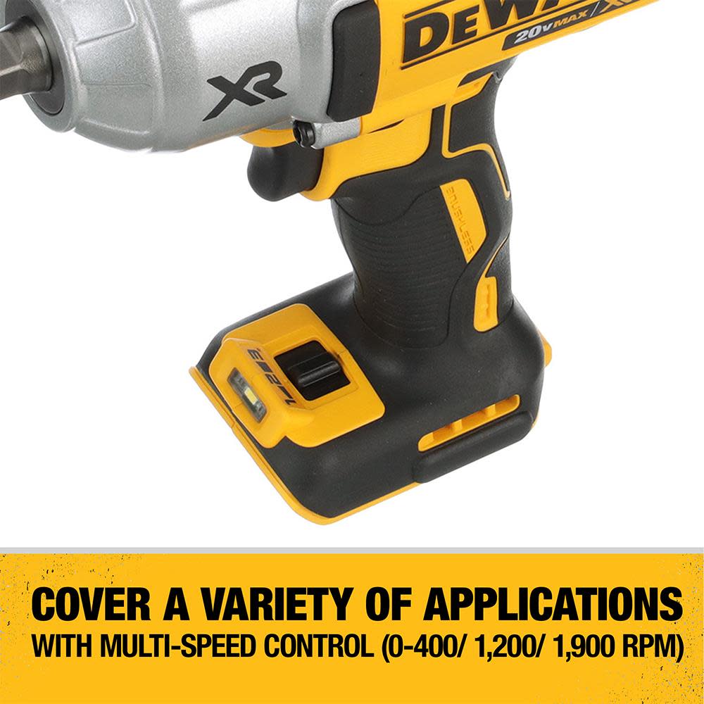 DEWALT 20V MAX XR High Torque 1/2-in Impact Wrench Kit with Detent Anvil - Ascmtools