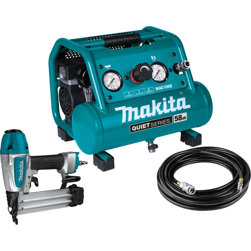 Makita 1 Gallon Compact Air Compressor & 18 Gauge Brad Nailer Combo Kit - Ascmtools