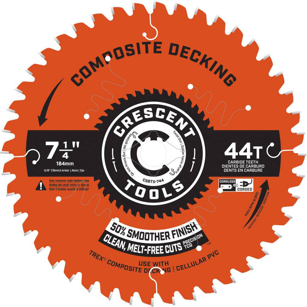 Crescent Circular Saw Blade Composite Decking 7 1/4″ x 44T - Ascmtools