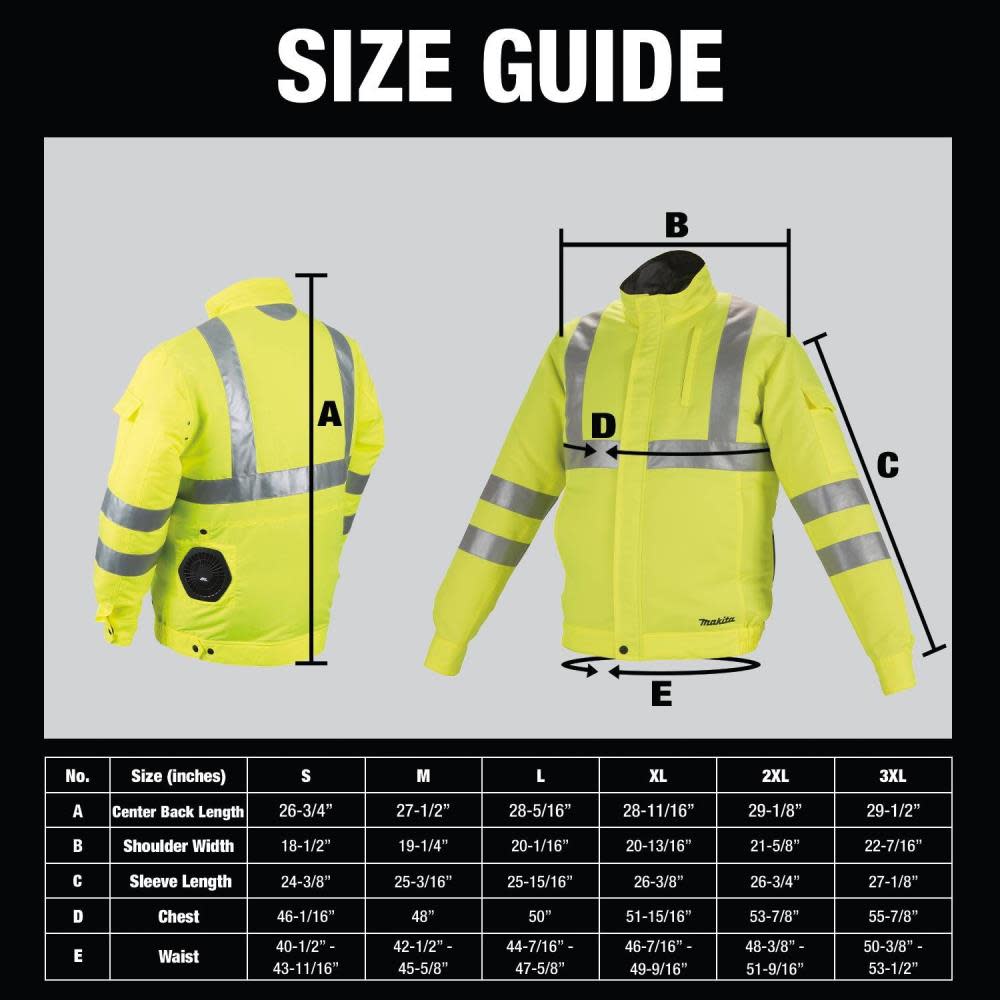 Makita 18V LXT Lithium-Ion Cordless High Visibility Fan Jacket Jacket Only (M) - Ascmtools