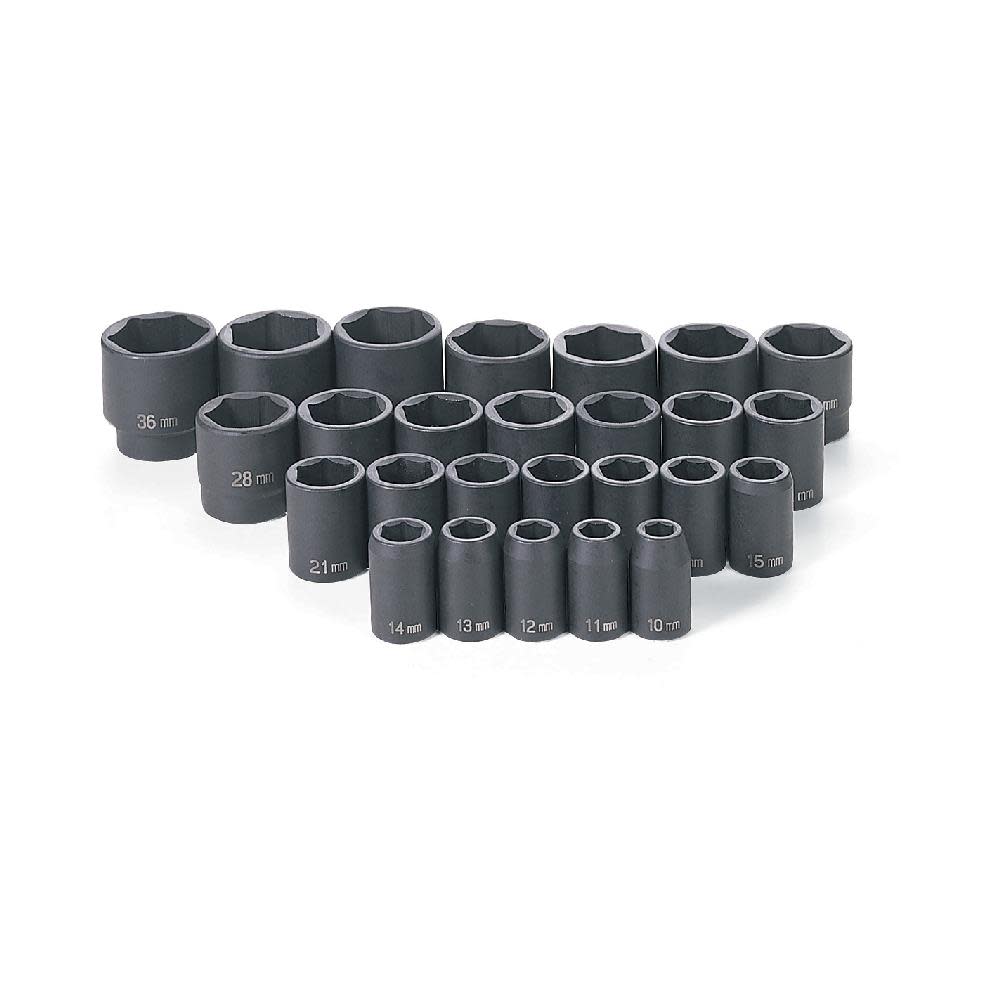 Grey Pneumatic 1/2″ Drive 26 Pc. Standard Length Metric Master Set - Ascmtools